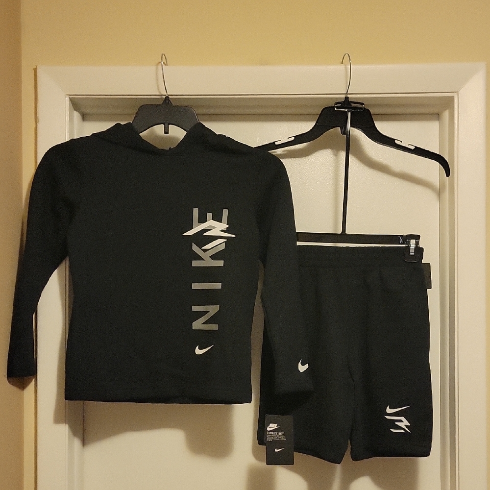 NWT: NIKE 3BRAND Boys Long Sleeve Vertical-Logo Hoodie & Matching Shorts Set